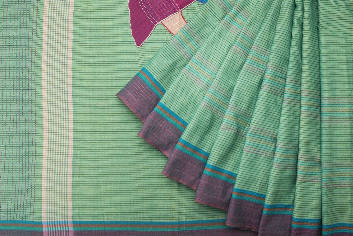 Gond Kantha Applique Cotton Handloom Sari