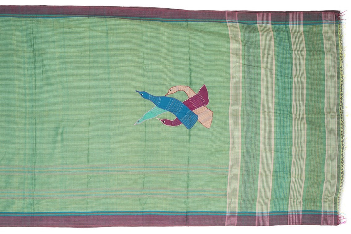Gond Kantha Applique Cotton Handloom Sari