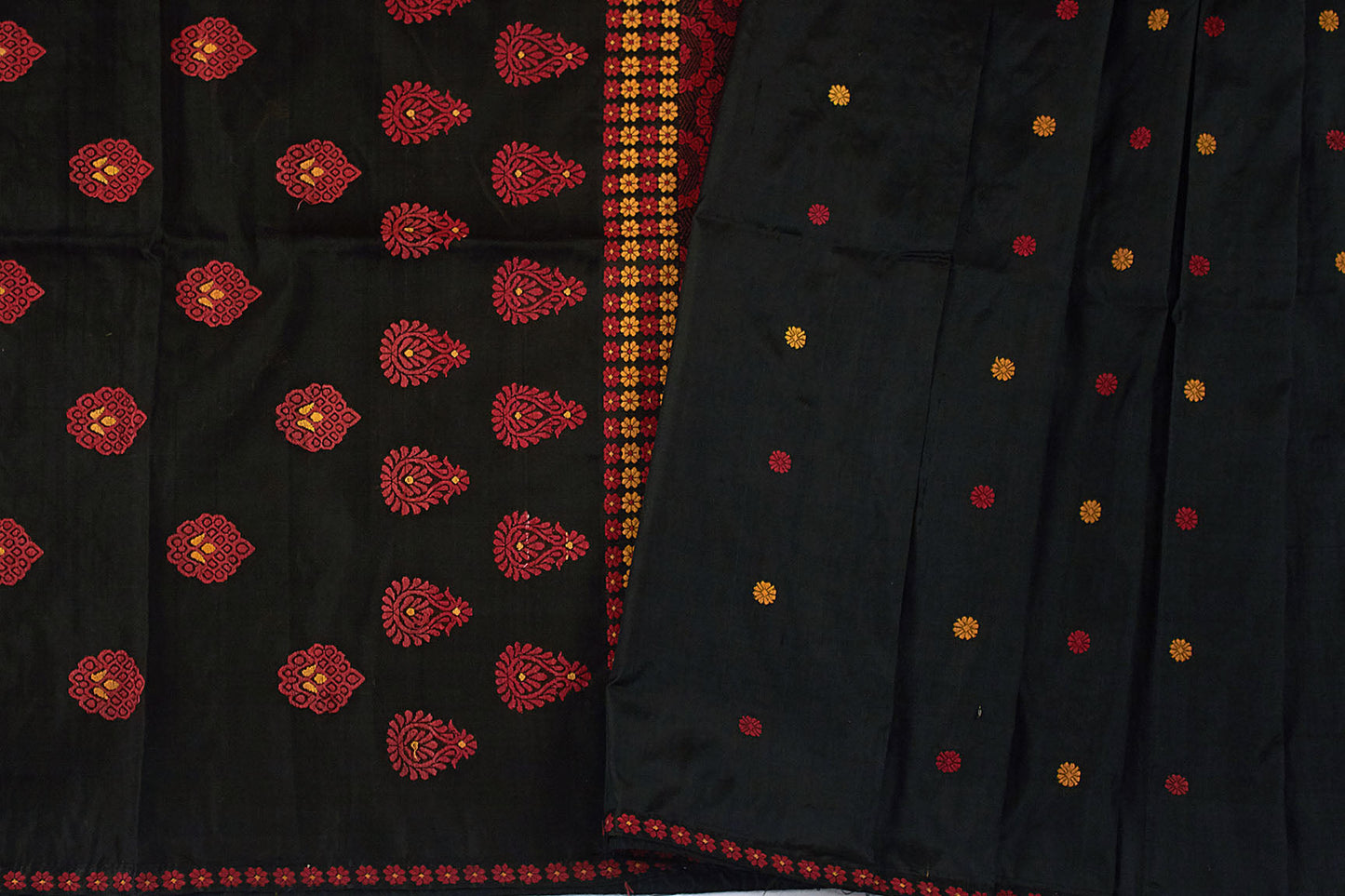 Black Natural Dyed Handloom Silk Sari (Made to order)