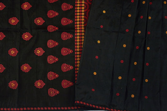 Black Natural Dyed Handloom Silk Sari