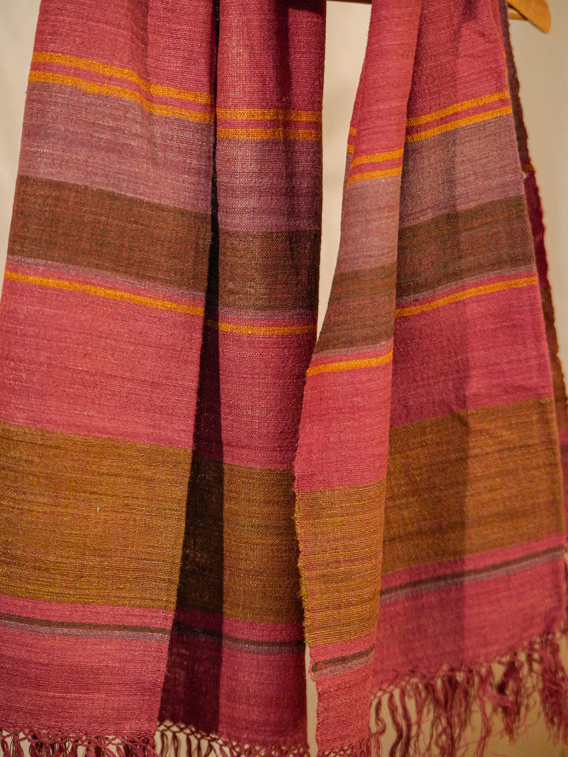 Handwoven Plum Pink Eri Silk Stole | Striped