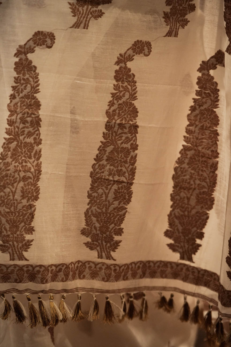 Brown-Cream Handloom Nuni Silk-Cotton Saree