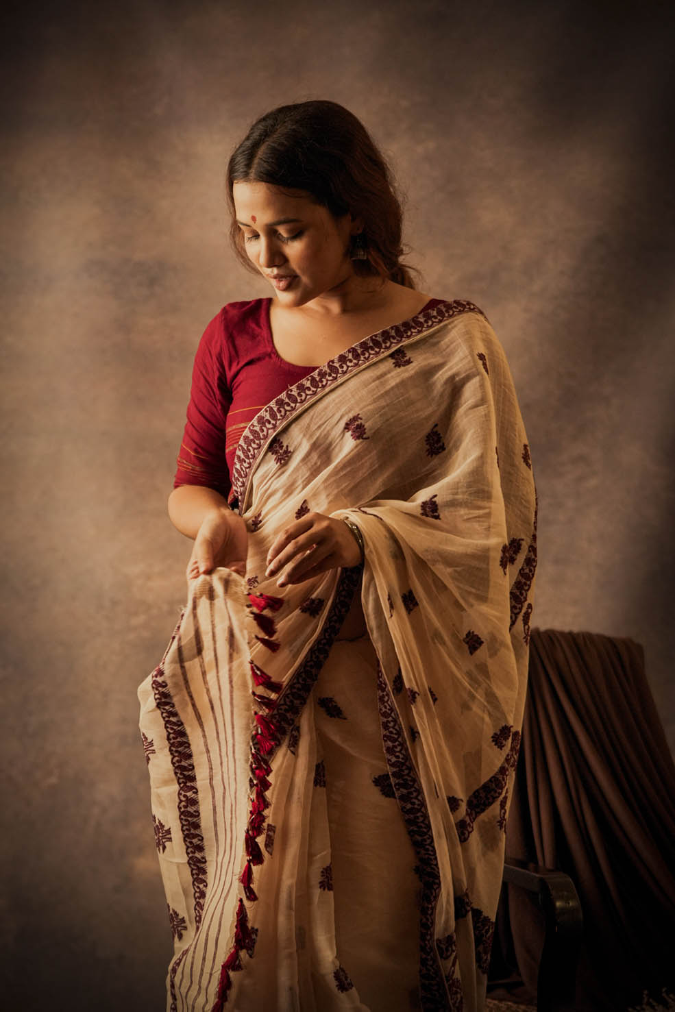 Mehroon | Assam Nuni Silk-Cotton Handloom Sarees