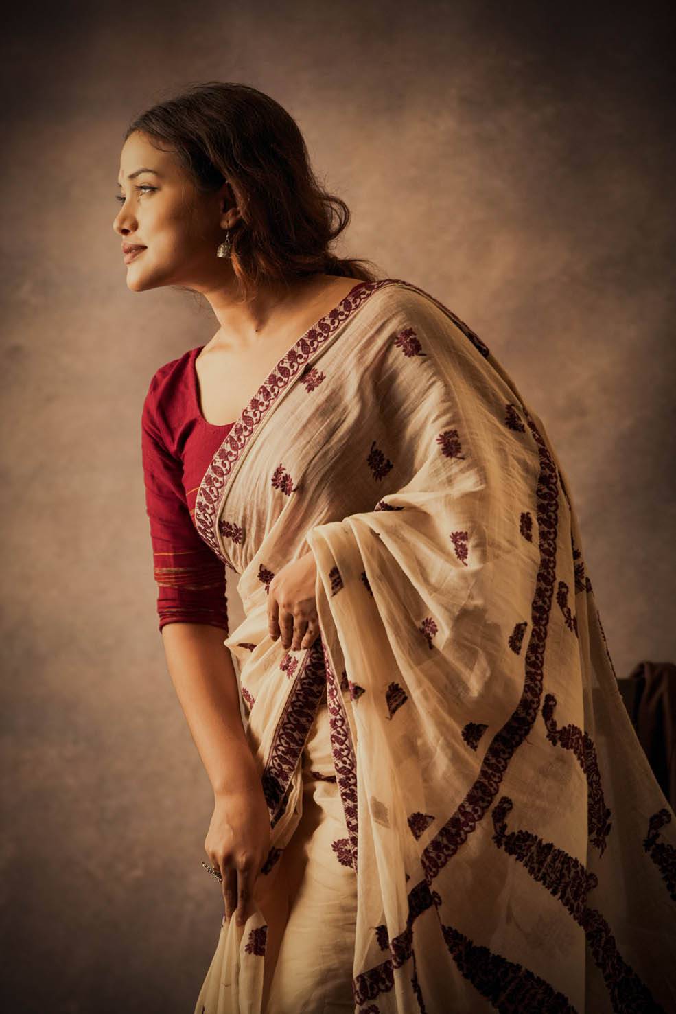 Mehroon | Assam Nuni Silk-Cotton Handloom Sarees