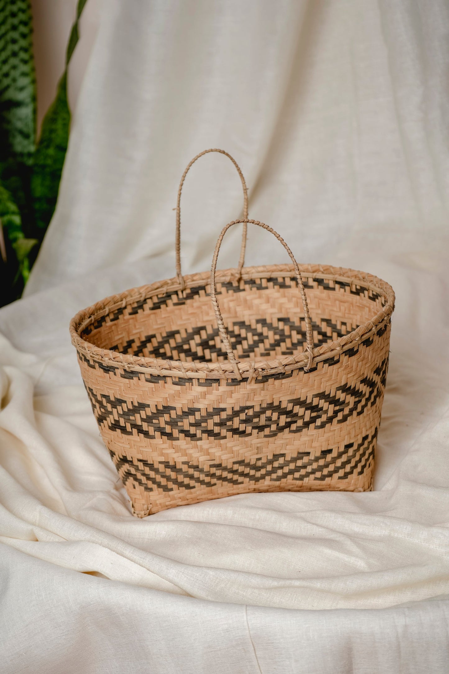 Natural Dyed Woven Bamboo Bag