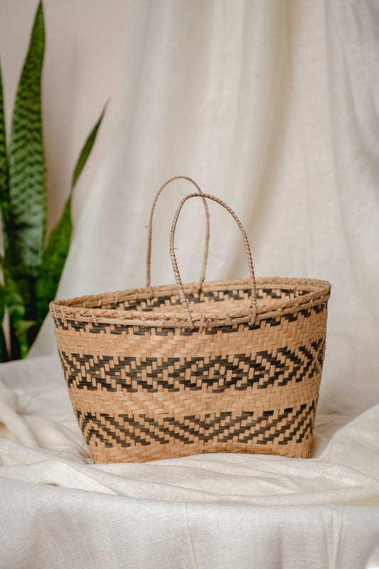 Natural Dyed Woven Bamboo Bag
