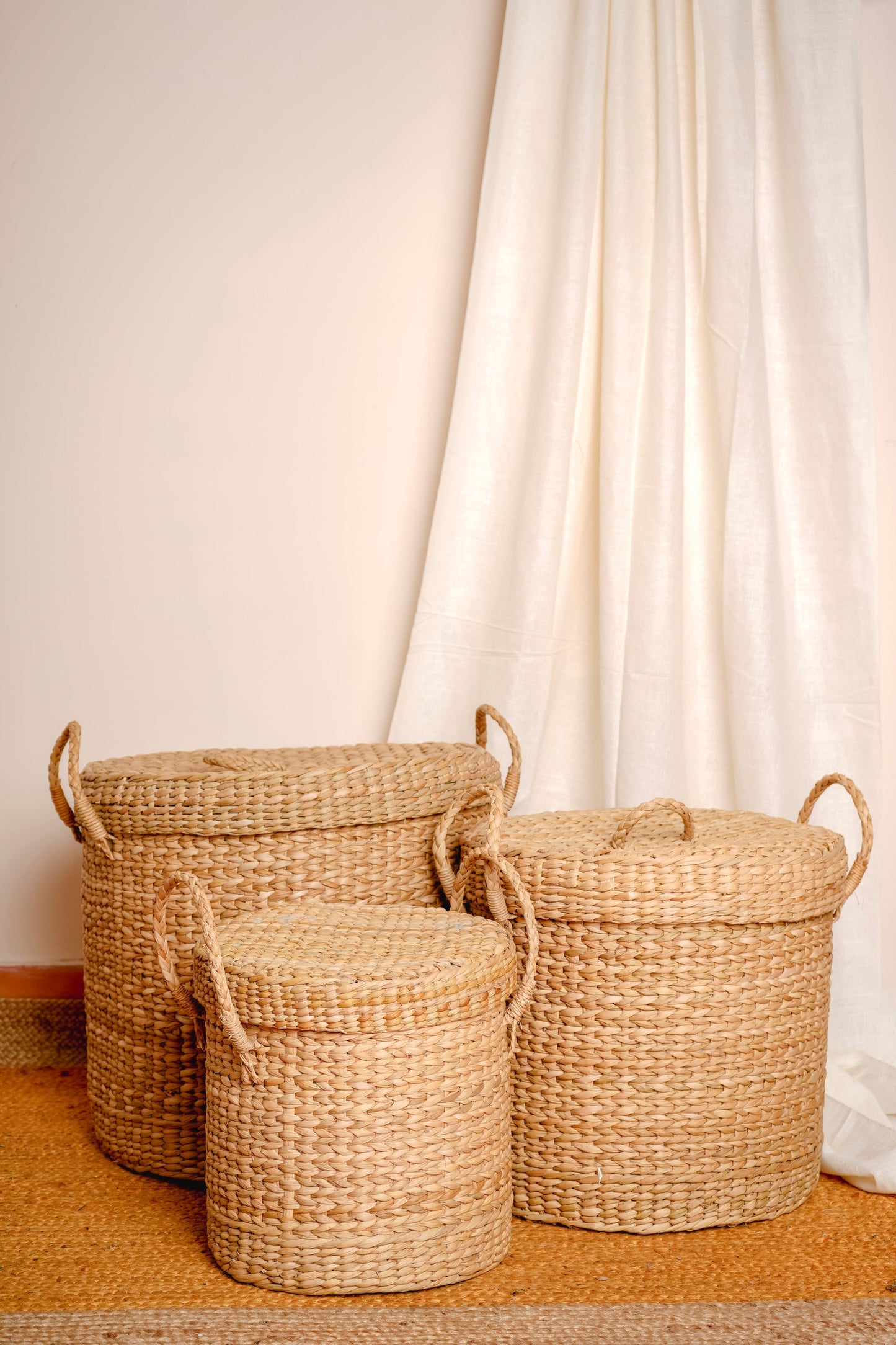 Cylindrical Laundry Basket | Kauna Grass Handwoven | 3 Sizes