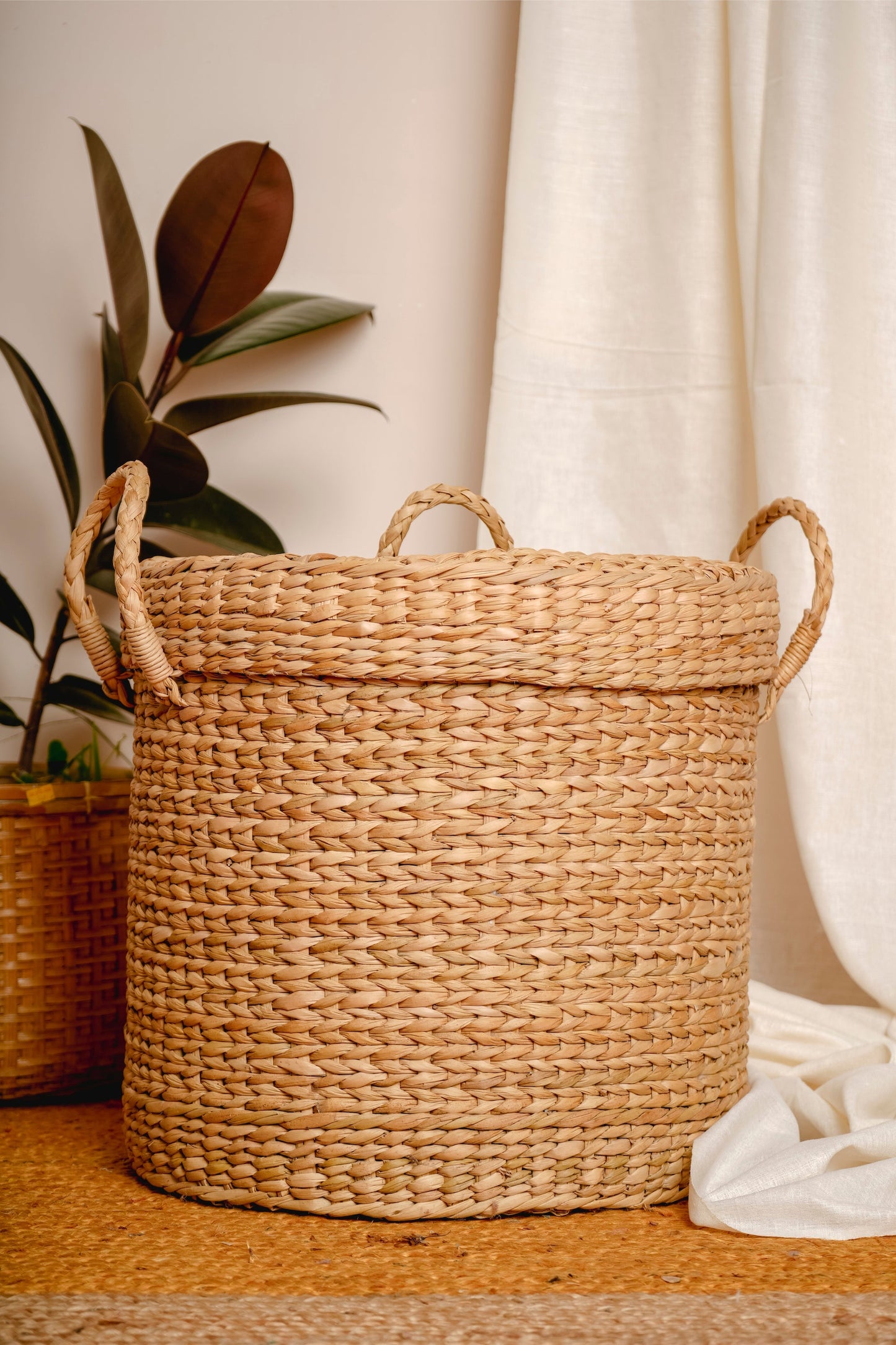 Cylindrical Laundry Basket | Kauna Grass Handwoven | 3 Sizes