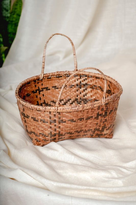 Oval Bamboo Basket with Handle