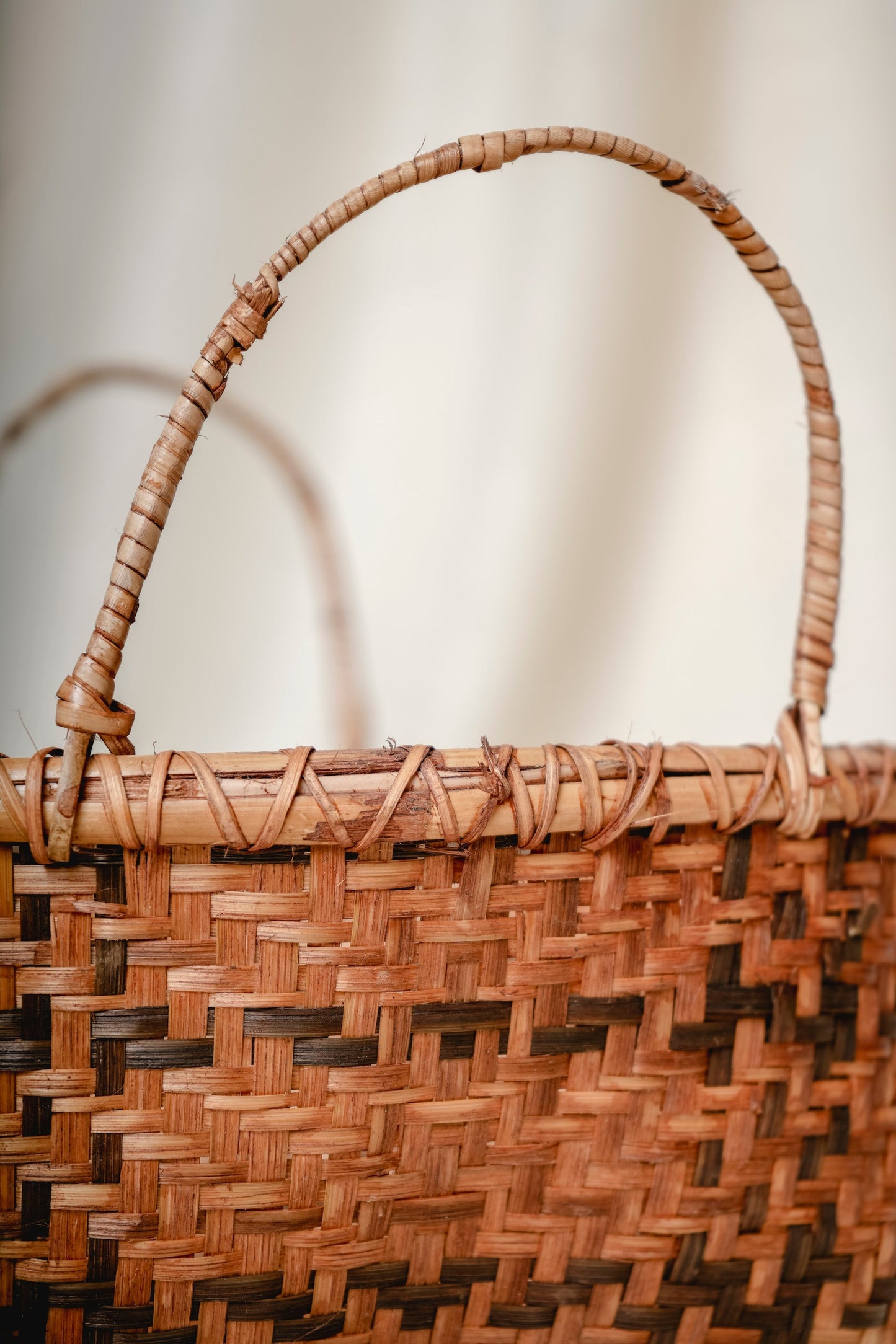 Oval Bamboo Basket with Handle