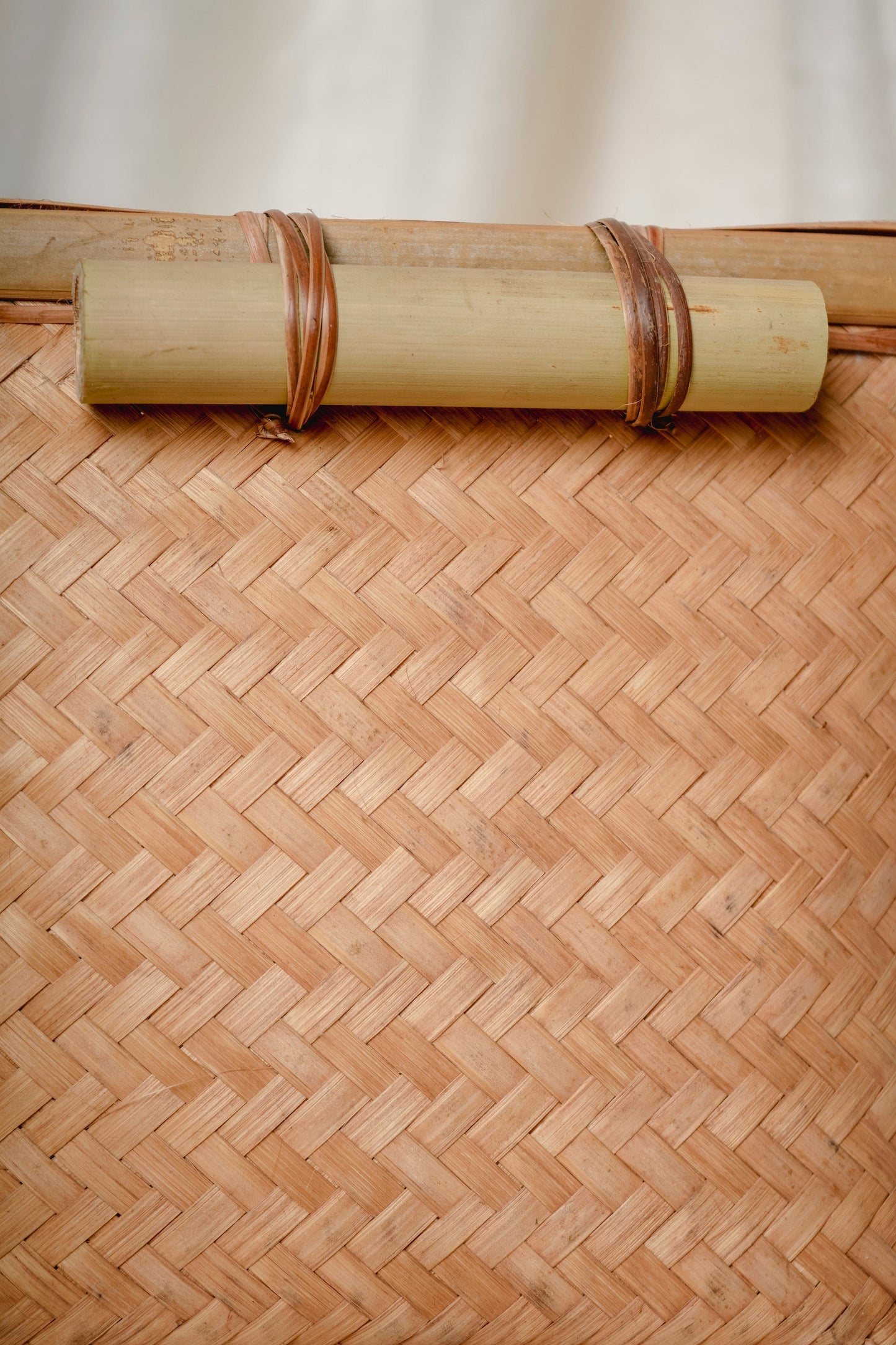 Square Bamboo Basket with Bamboo Handle