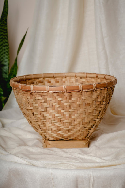 Wicker Handwoven Circular Bamboo Basket