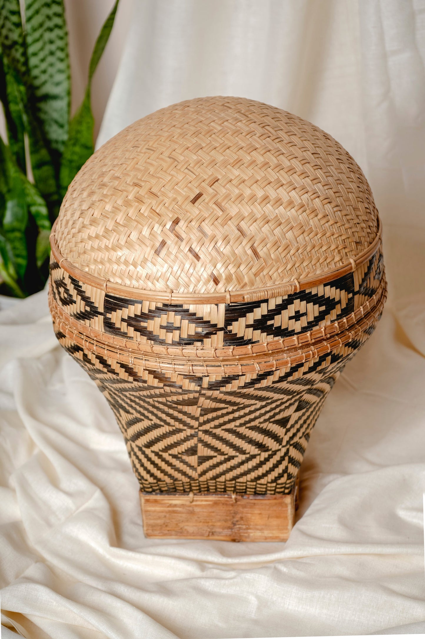 Woven Patterned Dome Lid Basket
