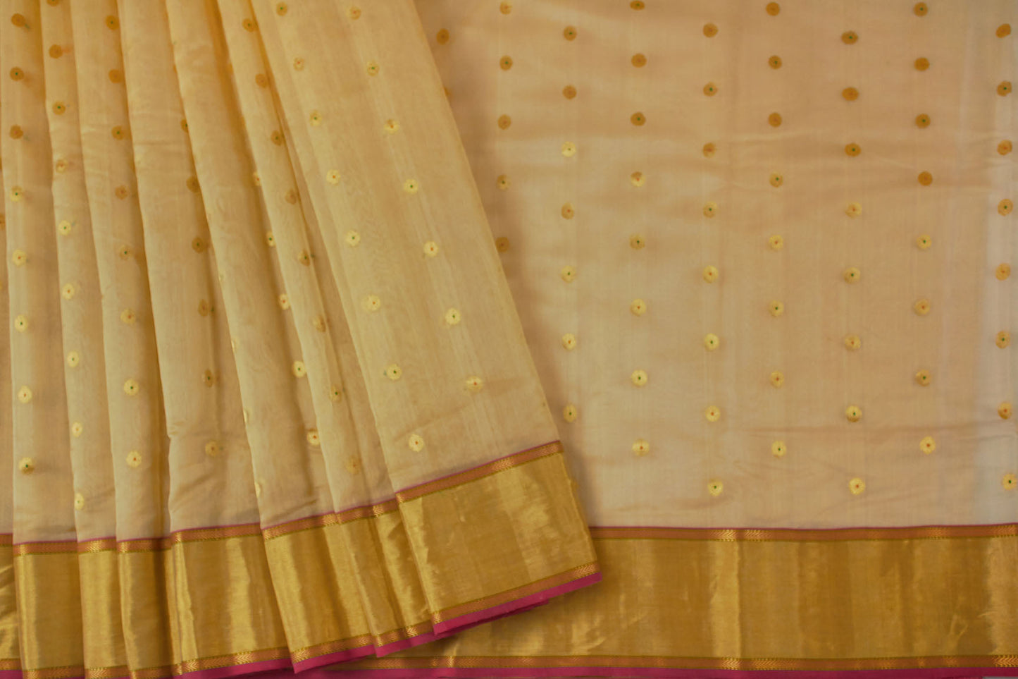 Ivory Chanderi Handloom Saree