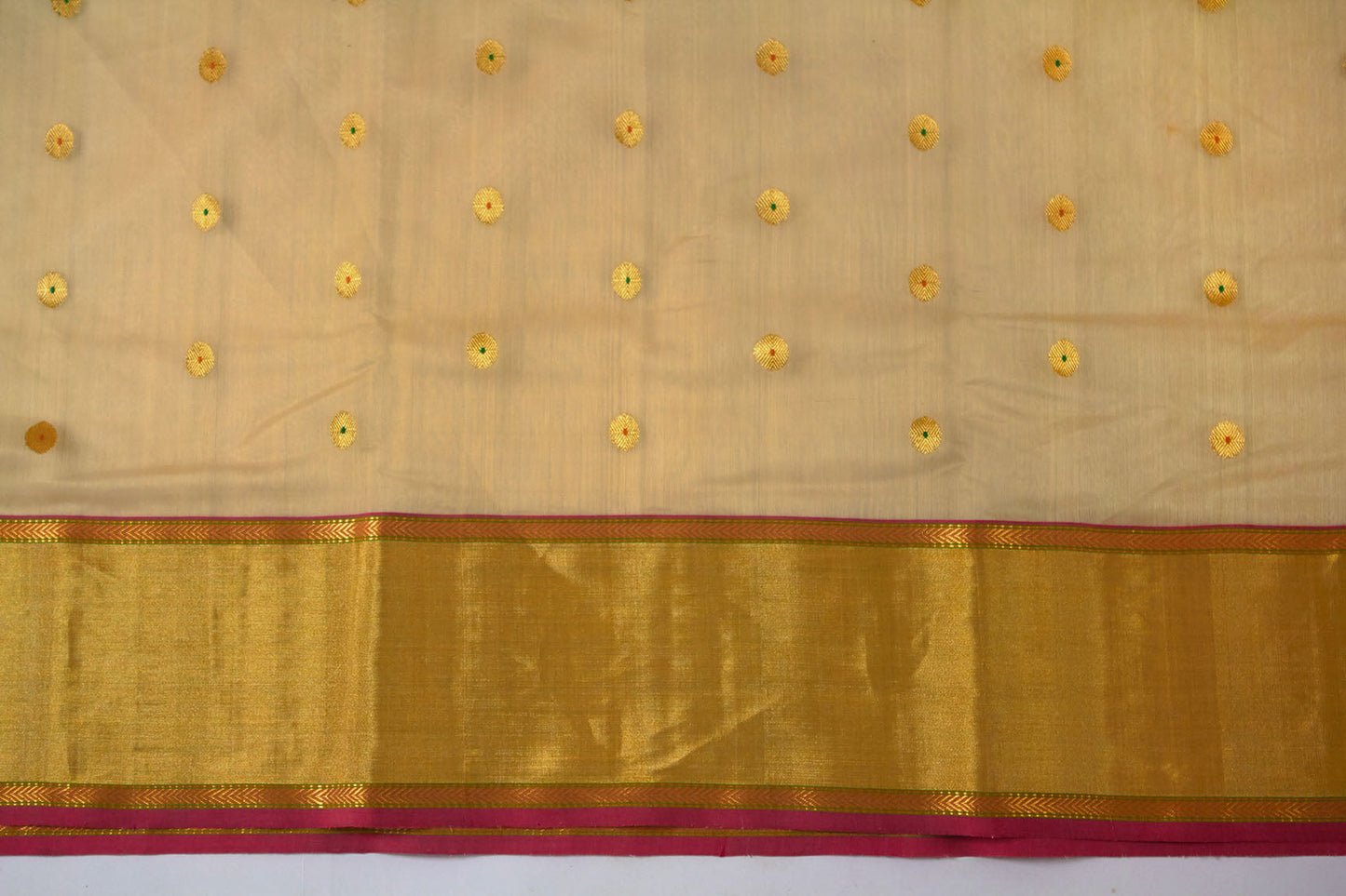 Ivory Chanderi Handloom Saree