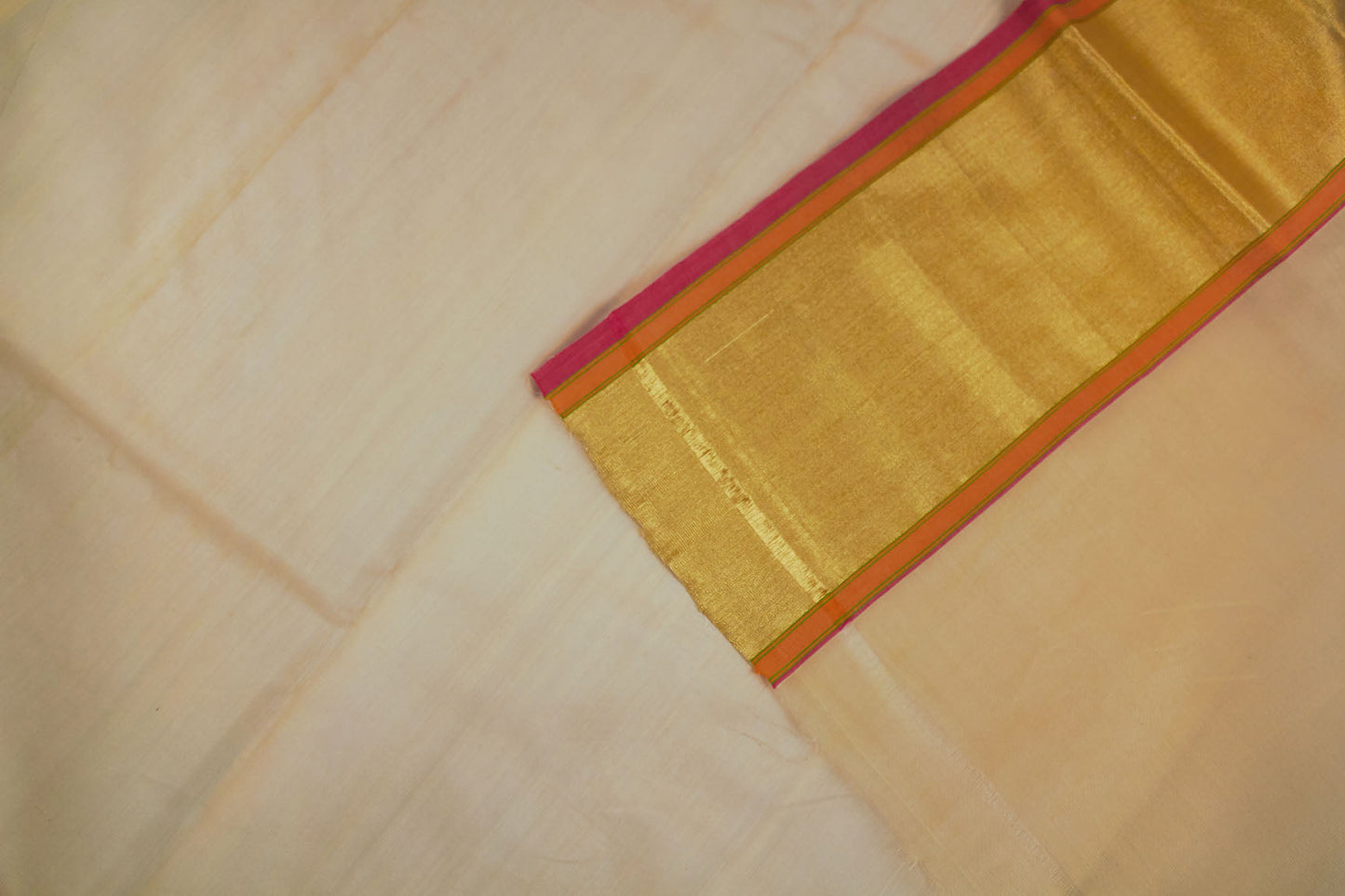 Ivory Chanderi Handloom Saree