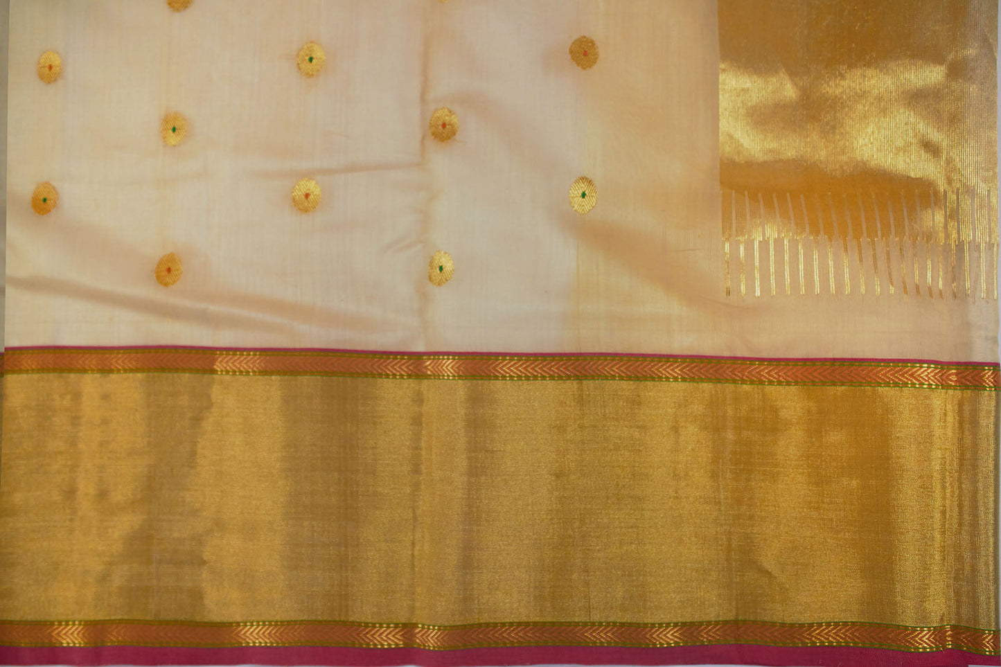 Ivory Chanderi Handloom Saree