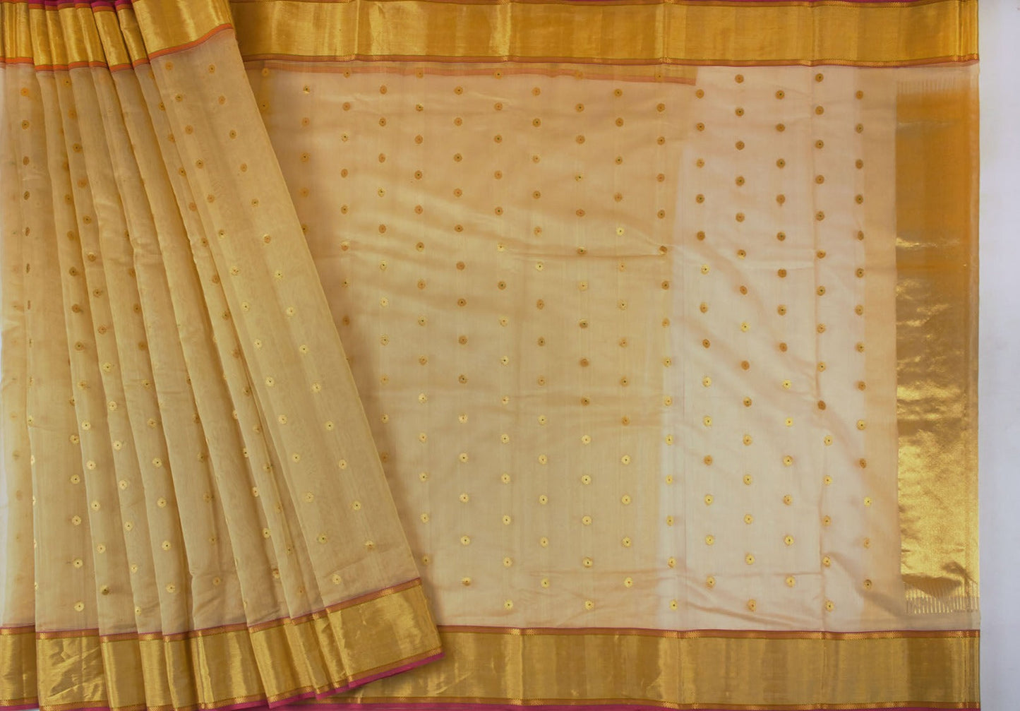 Ivory Chanderi Handloom Saree