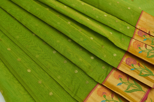 Melon-Green Chanderi Handloom Sari