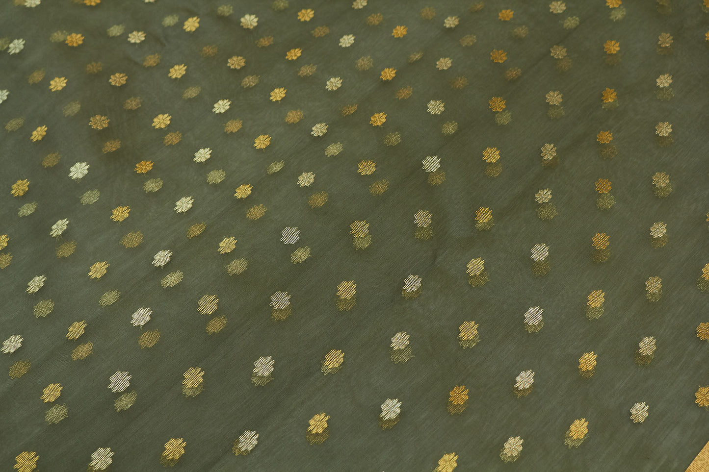 Moss Green Chanderi Handloom Sari