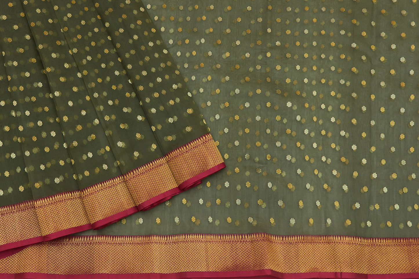 Moss Green Chanderi Handloom Sari