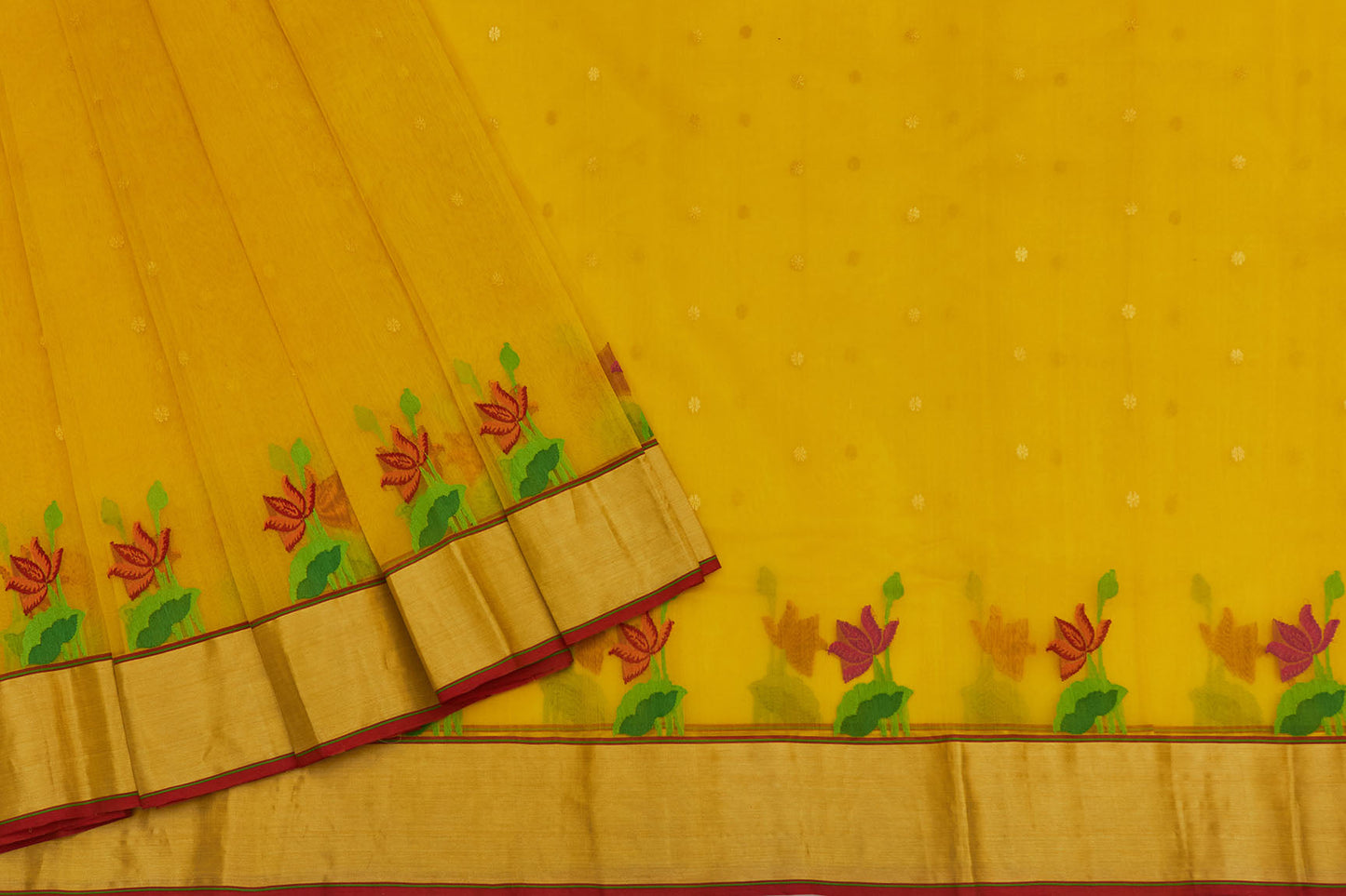 Orange-Yellow Chanderi Handloom Sari