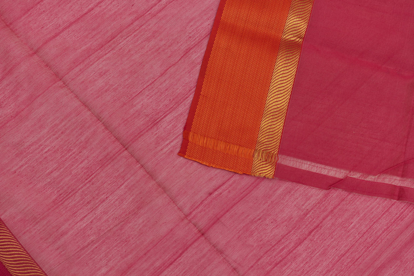 Pink & Pink Flower Chanderi Handloom Saree