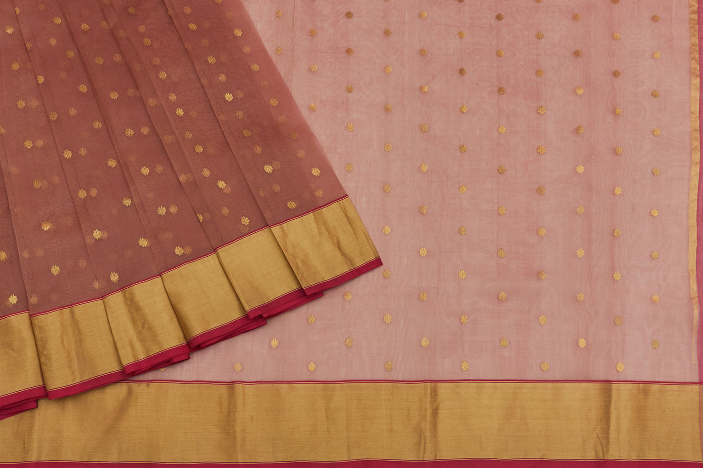 Pink & Pink Flower Chanderi Handloom Saree