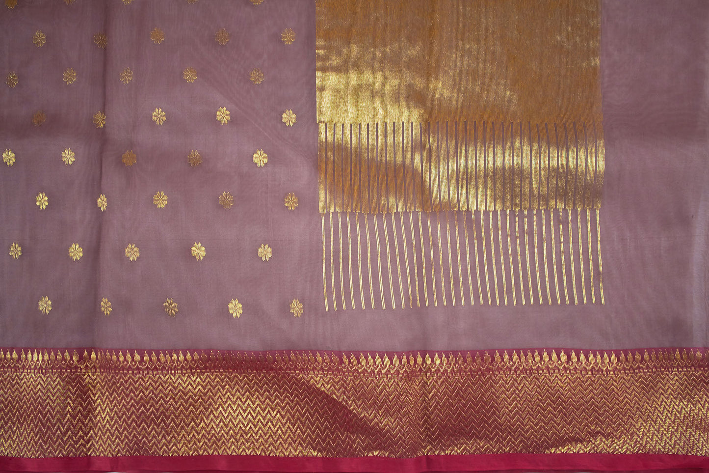 Wine Taupe Chanderi Handloom Sari