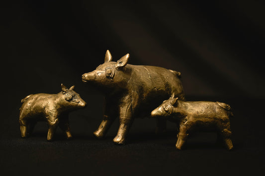 Dokra Craft Animals - Maman Cochon et Porcelets