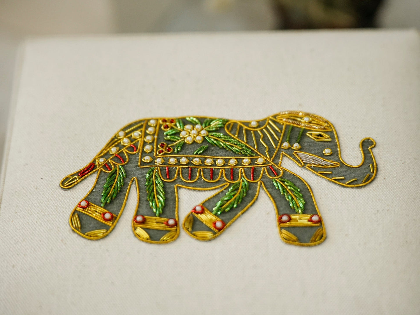 Elephant Embroidered Keepsake Box