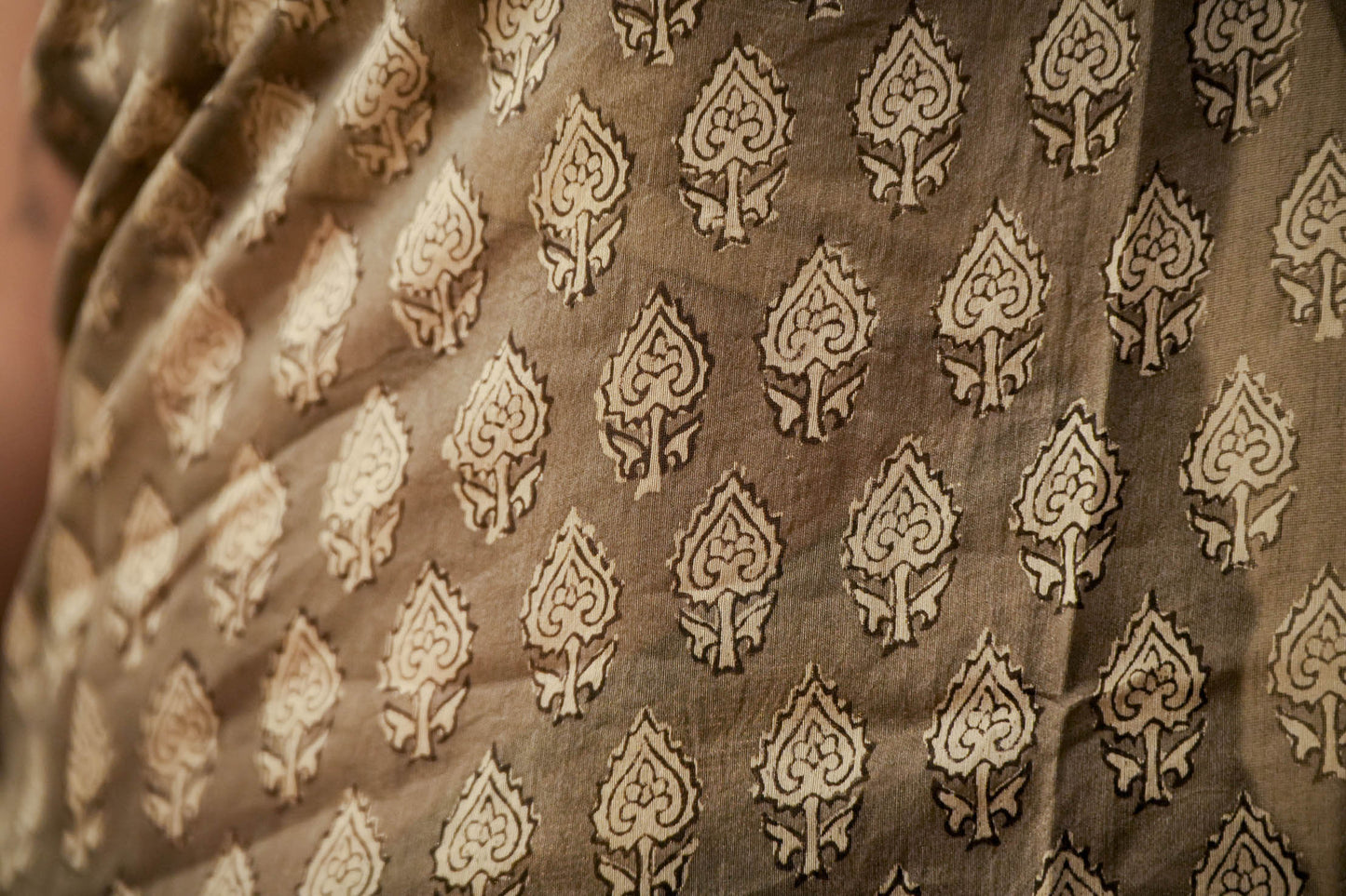 Cotton-Silk Handblock Printed Saree