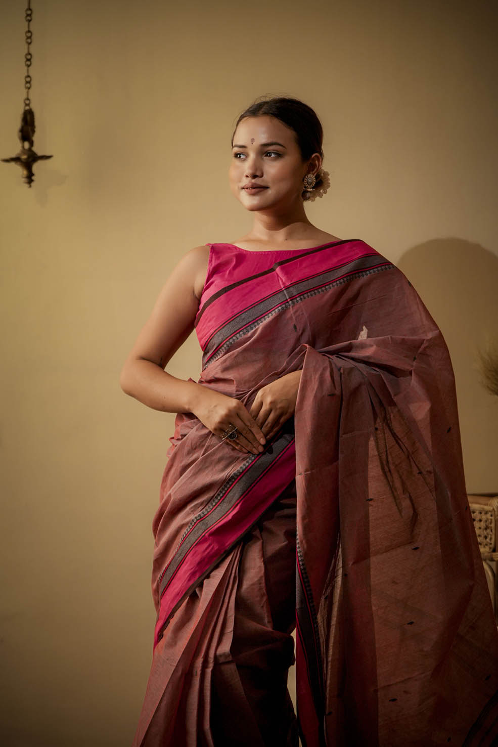 Pink | Bengal Taant Cotton Handloom Saree (Made to Order)