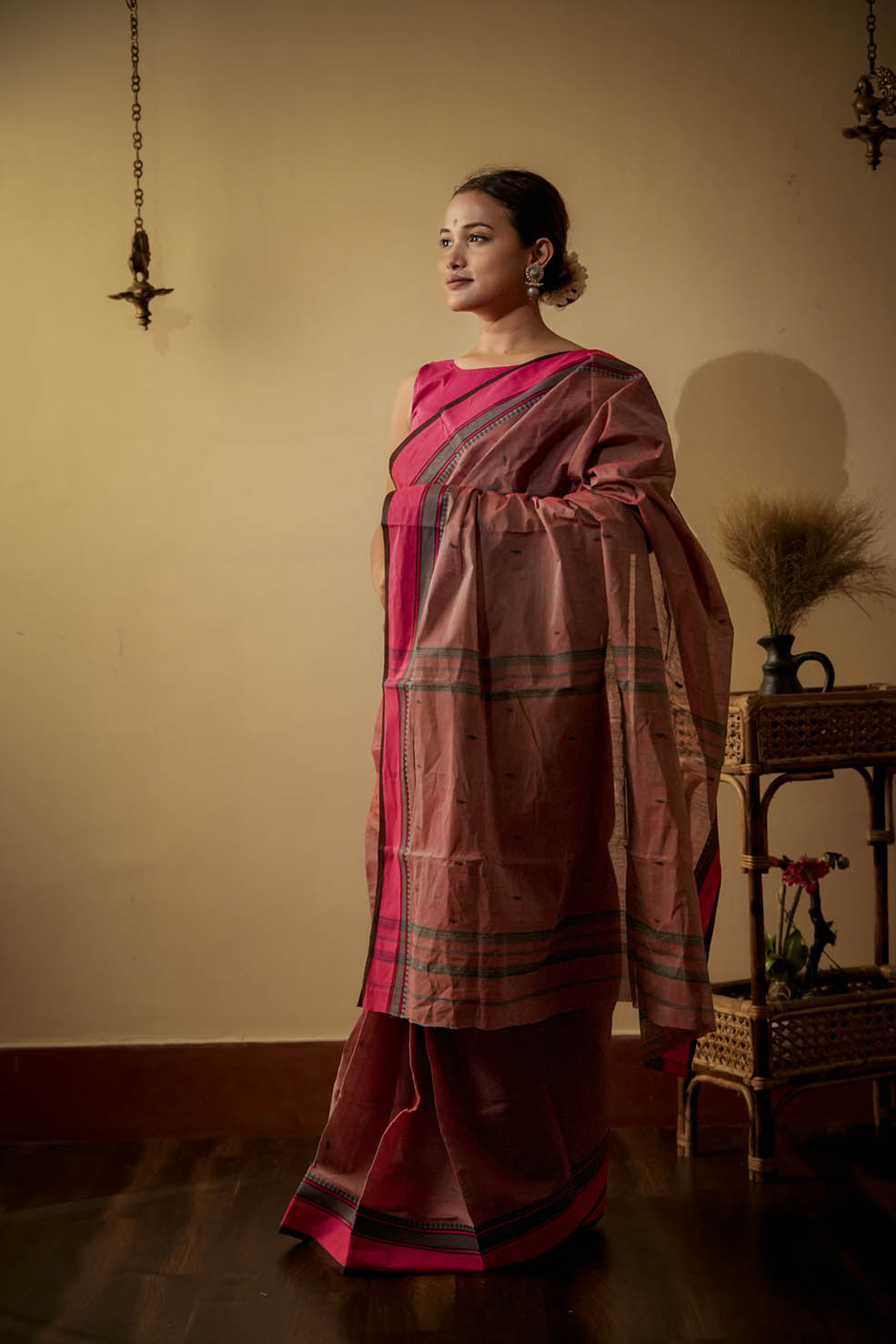 Pink | Bengal Taant Cotton Handloom Saree (Made to Order)