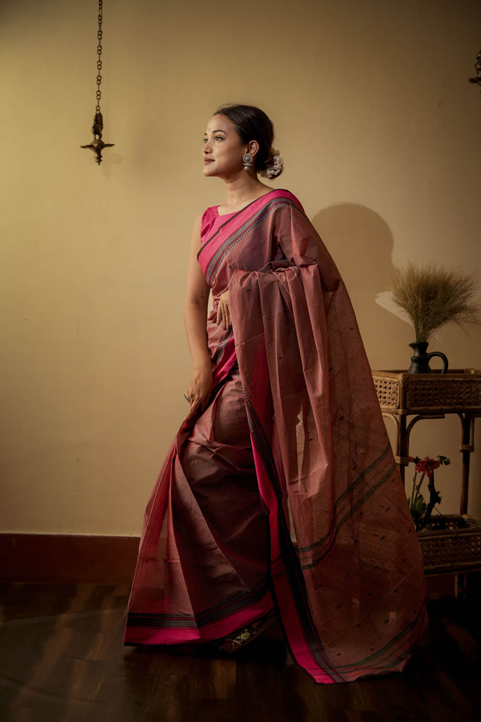 Pink | Bengal Taant Cotton Handloom Saree (Made to Order)