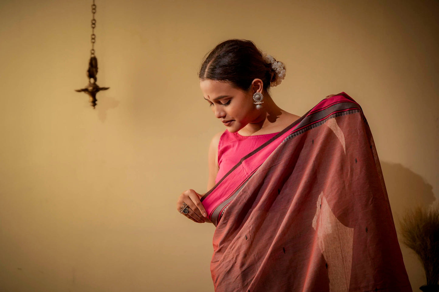 Pink | Bengal Taant Cotton Handloom Saree (Made to Order)