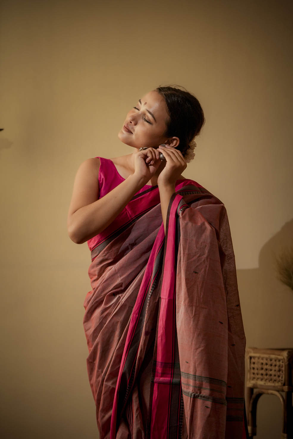 Pink | Bengal Taant Cotton Handloom Saree (Made to Order)