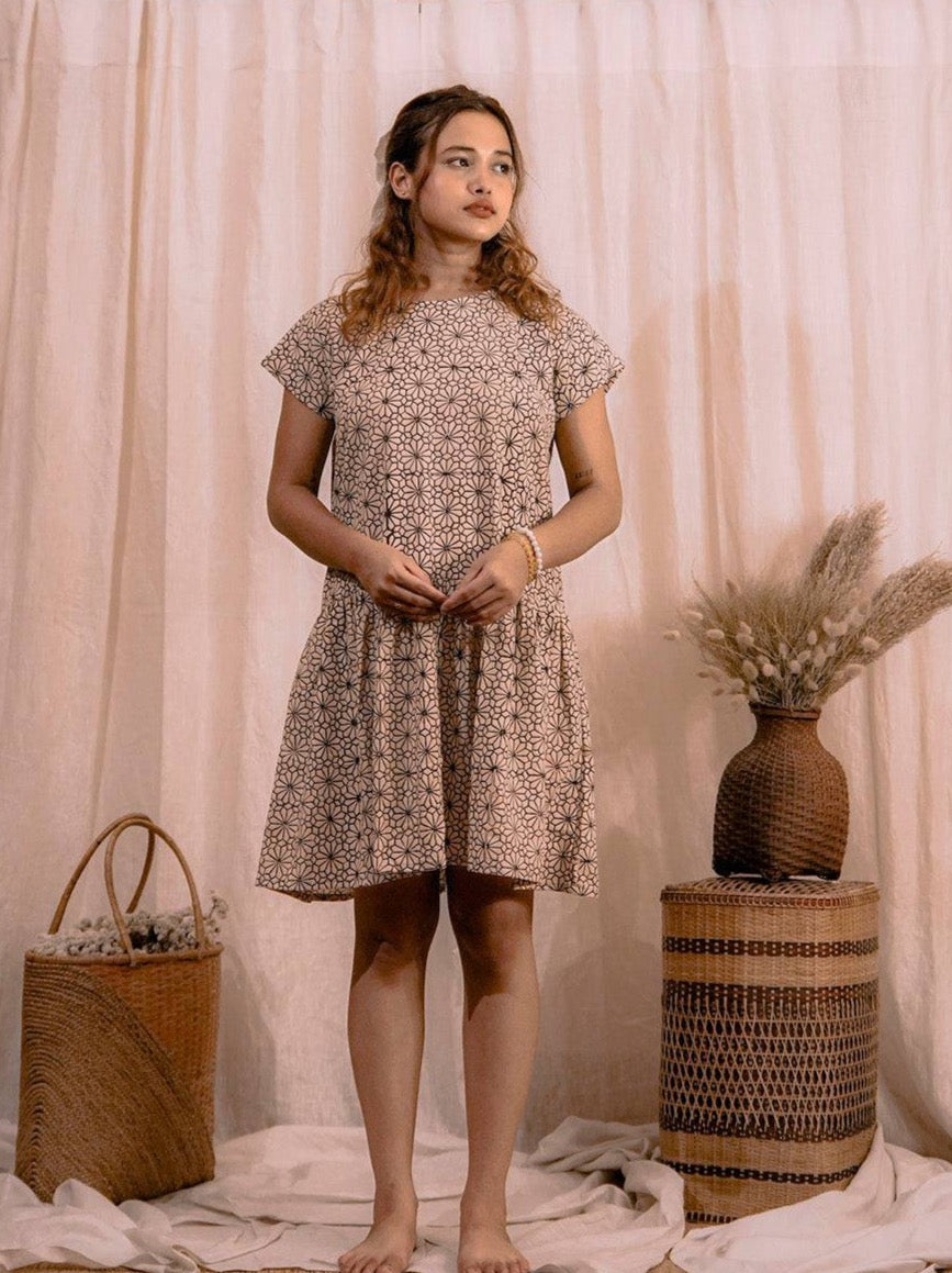 Daisy | Ajrakh Block Print Natural Dyed Dress