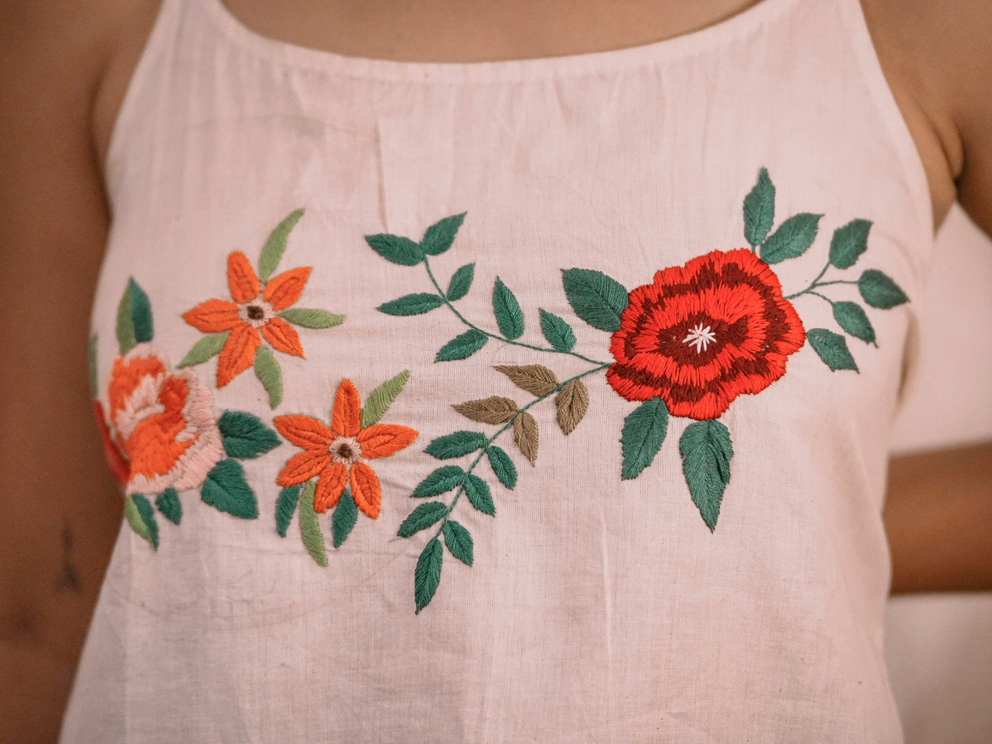 Flora | Hand Embroidered Kora Cotton Tank Top