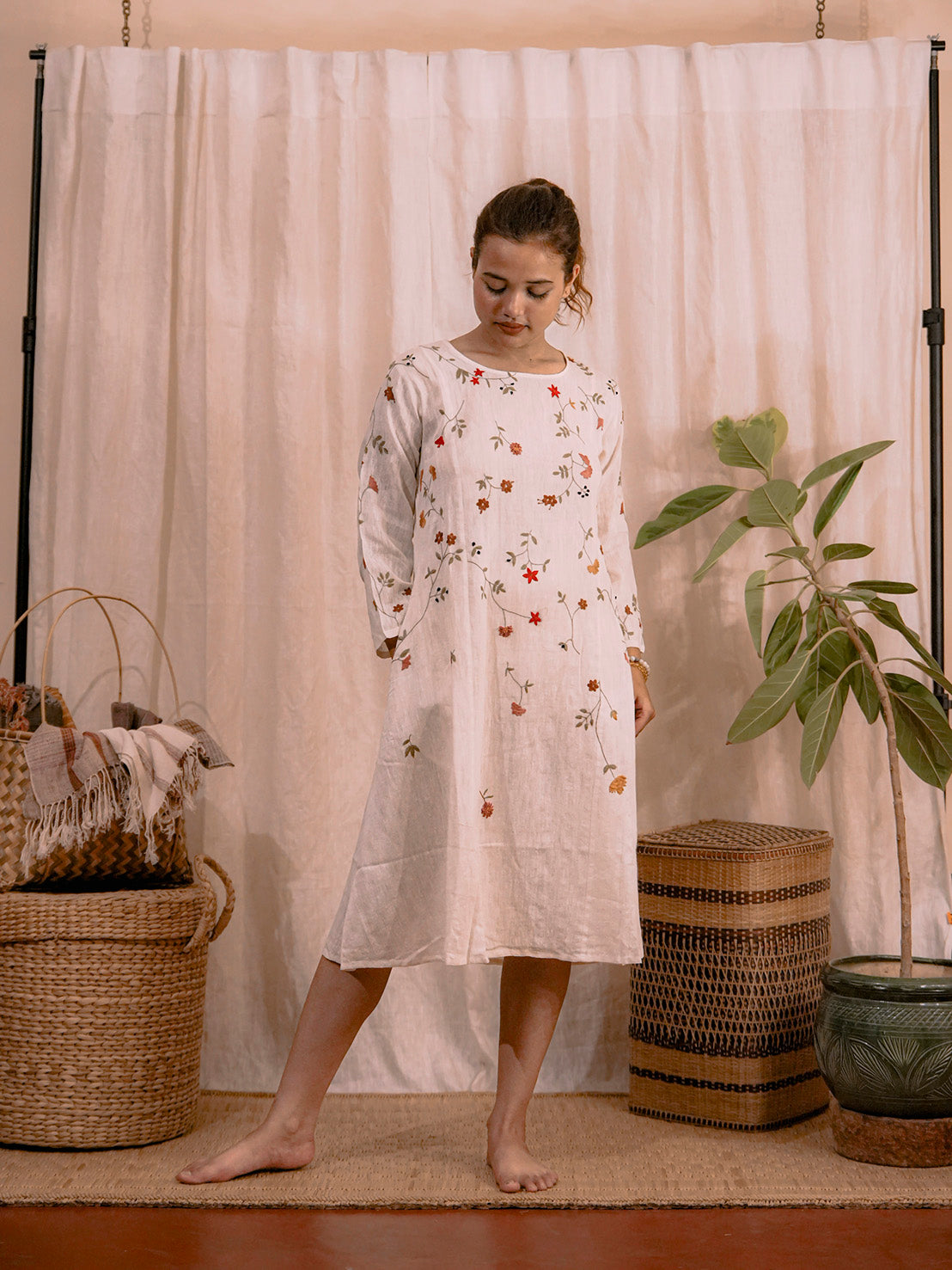 Colours Of Autumn Dress | Hand Embroidered Eri by Mulberry Dress
