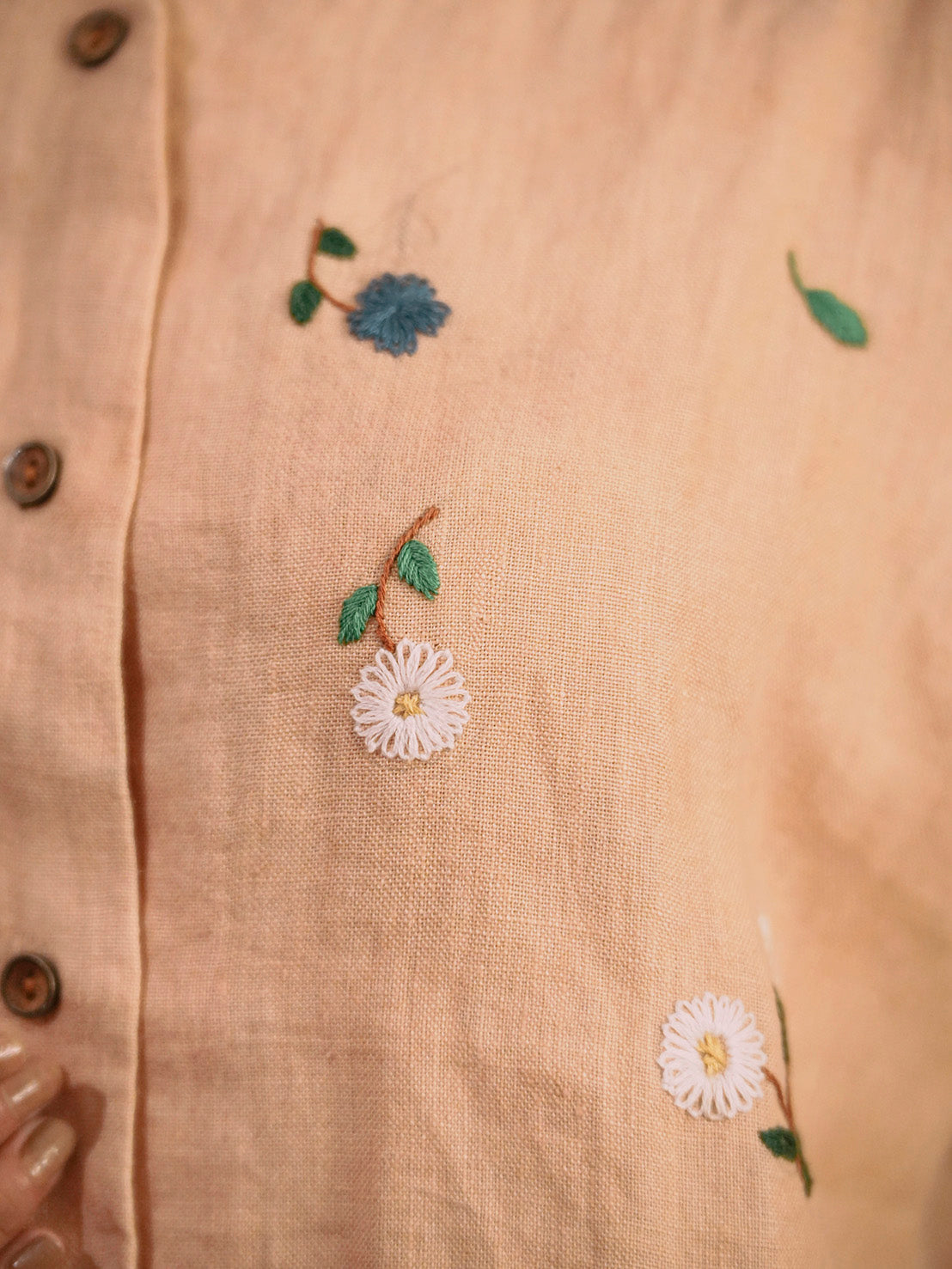 Daisy Daze | Linen Natural Dyed Embroidered Top