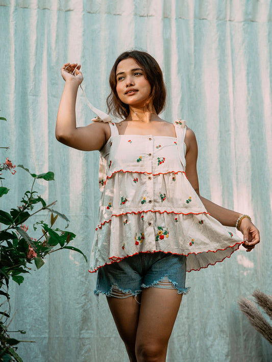 Lacey Daisy | Hand Embroidered Kora Cotton Top
