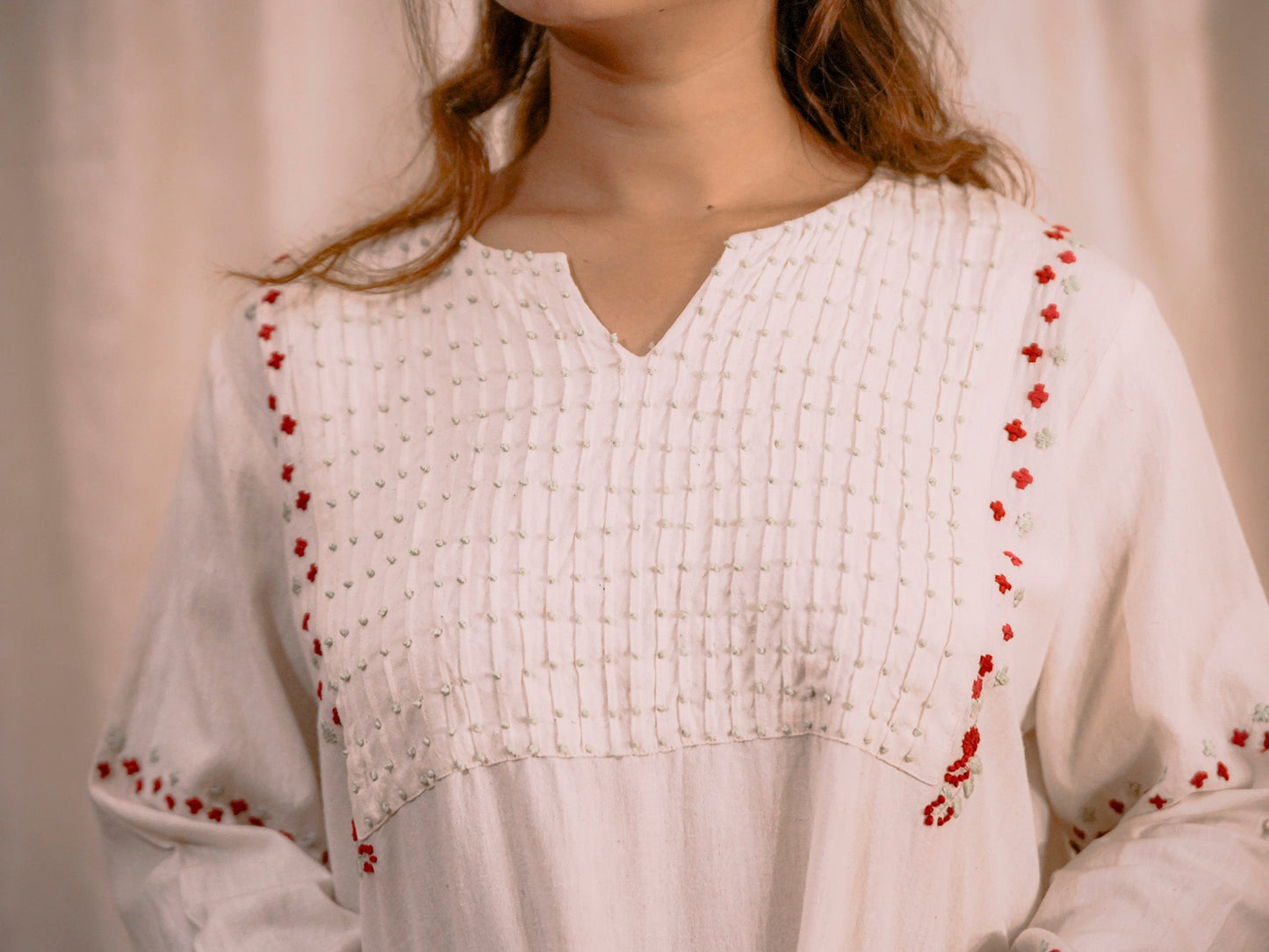 Gulaabi | Hand Embroidered Kora Cotton Dress