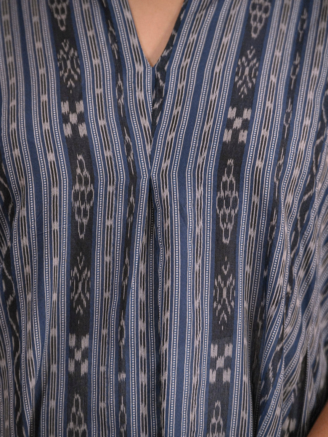 Handloom Blue Kora Cotton Sambalpuri Ikat Striped Kurta