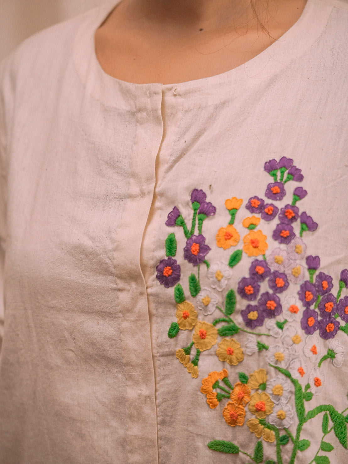 Leila | Hand Embroidered Kora Cotton Top