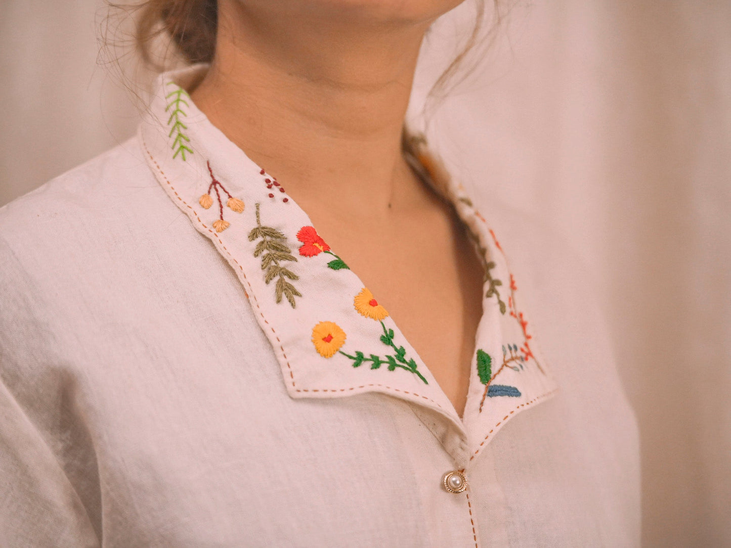 Nadira | Hand Embroidered Kora Cotton Top