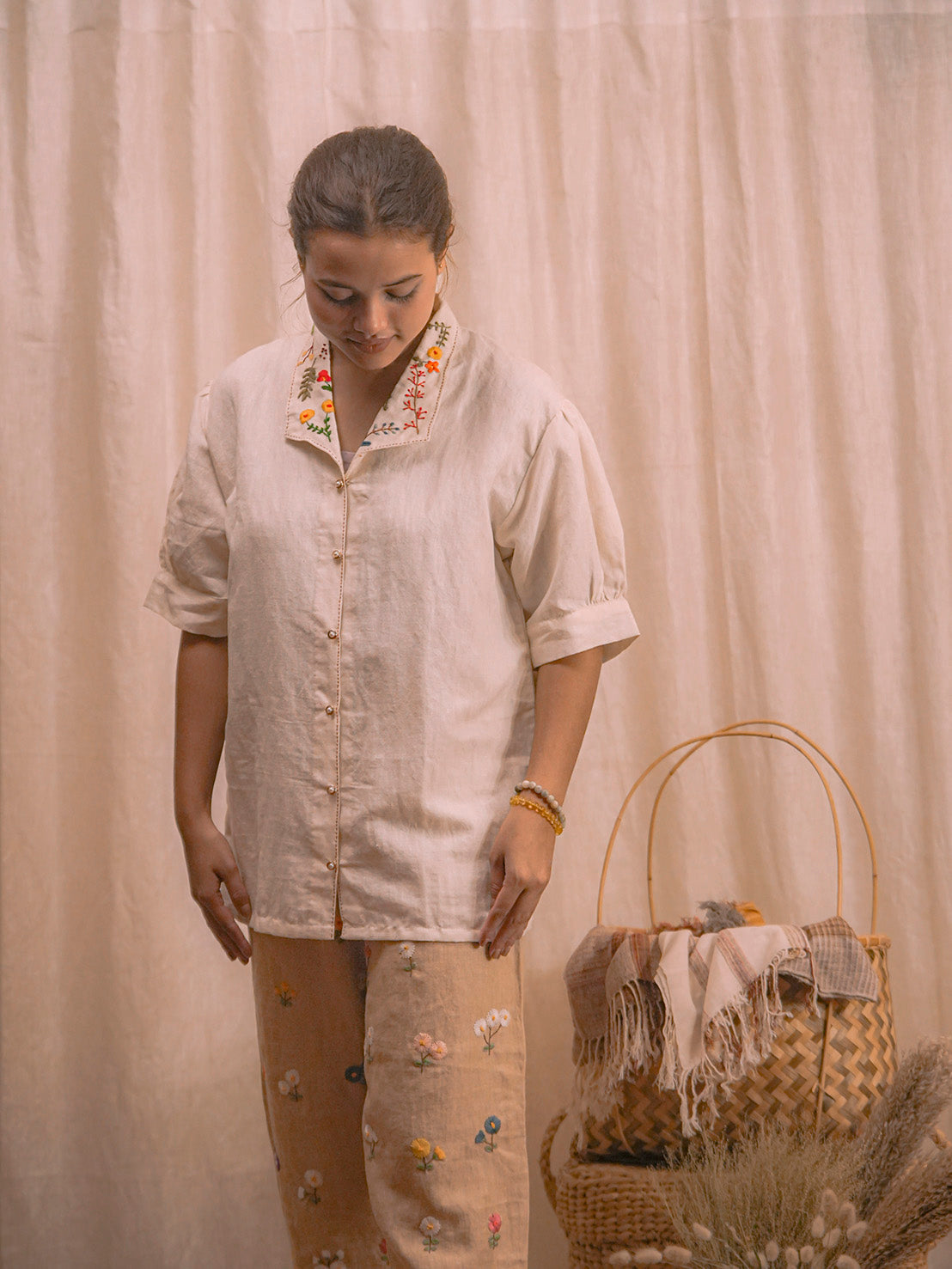 Nadira | Hand Embroidered Kora Cotton Top