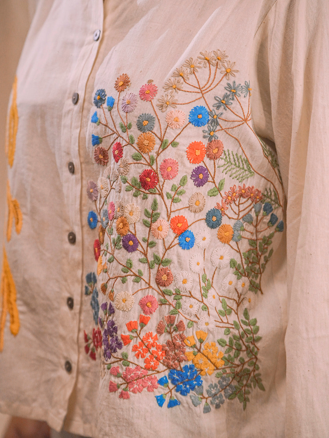 Wildflower Whispers | Hand Embroidered Kora Cotton Top