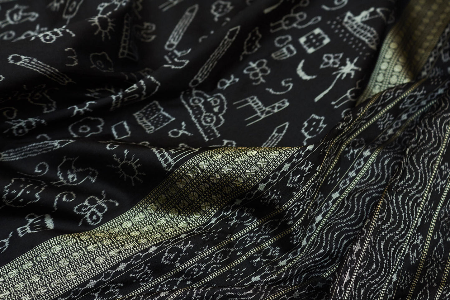 Child Doodle Sambalpuri Ikat Silk Sari (Made to order)