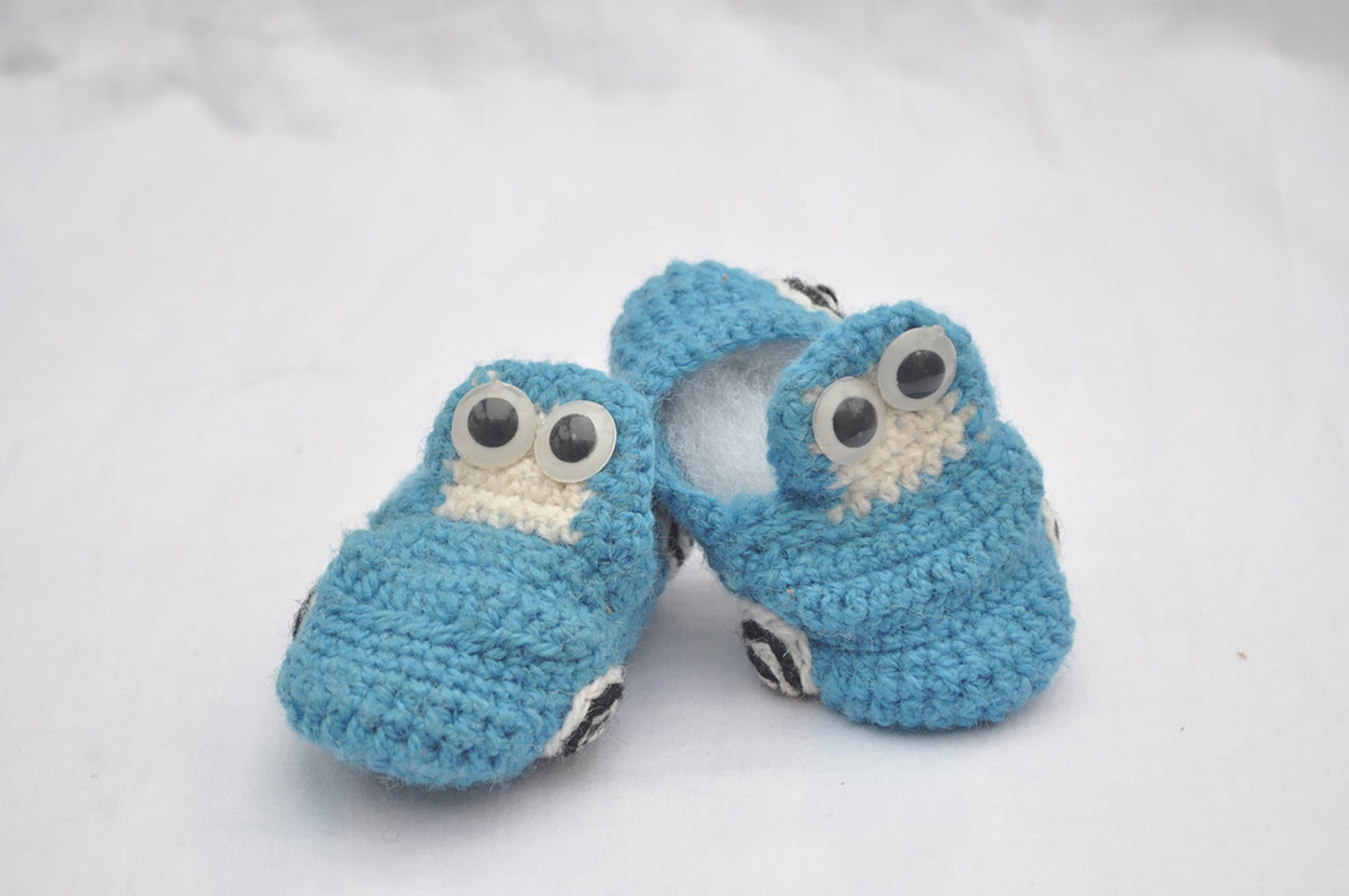 Hand Crocheted- Blue Car Shoes